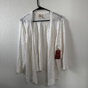 Faded Glory Arctic White Slub Open Shrug Cardigan Sweater Womens Plus 3X 22W-24W